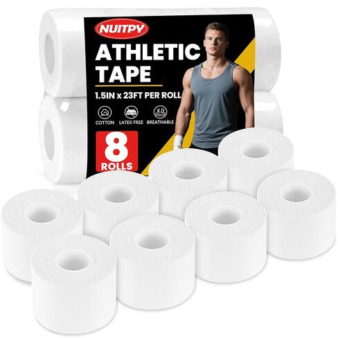 NUITPY 8 Pack Athletic Tape, White Sports Tape, Easy Tear Wrist Tape in Kuwait