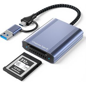 قارئ بطاقات CFexpress من النوع B مع محول USB 3.2 Gen 2 بسرعة 10 جيجابت في الثانية، USB-C وUSB-A 2 في 1 من النوع B، متوافق مع Windows/Mac/Linux/Android وiPhone 17/16/15 وiPad والكمبيوتر المحمول والكمبيوتر اللوحي والهواتف الذكية in Kuwait