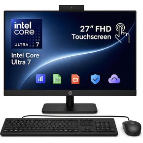 كمبيوتر مكتبي HP الكل في واحد بشاشة لمس FHD مقاس 27 بوصة - معالج Intel Core Ultra 7، تصميم فائق الهدوء، USB-C، دعم الشاشة الخارجية، Ethernet، Windows 11 (ذاكرة الوصول العشوائي 64 جيجابايت | 1 تيرابايت SSD) in Saudi Arabia