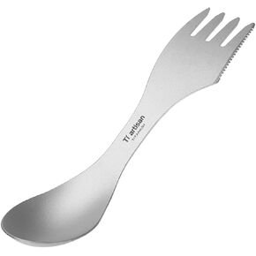 Titanium Spoon Fork Knife 3-in-1 Combo Utensil Camping Cutlery Titanium Fork Ultralight Portable for Camping Travel Hiking (Gray) in Kuwait