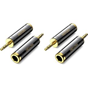 ANDTOBO 1/4'' to 3.5 mm Stereo Pure Copper Headphone Adapter, 3.5 mm(1/8'') Plug Male to 6.35 mm (1/4'') Jack Female Stereo Adapter for Headphone, Amp Adapter, Black 2-Pack in Kuwait