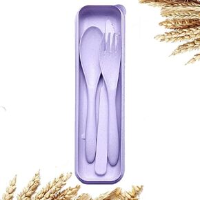 Wheat Straw Travel Cutlery Set Portable Knife Fork Spoon with Storage Case in Saudi Arabia