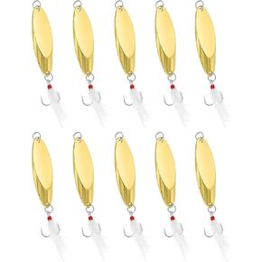 Fishing Spoons Fishing Lures Hard Metal Spinner Baits Reflective Casting Spoon Treble Hooks Jigs for Freshwater Saltwater，10 PCS with Box in Kuwait