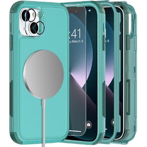 Diverbox for iPhone 13 Case [Shockproof] [Dropproof] [Tempered Glass Screen Protector + Camera Lens Protector],Heavy Duty Protection Phone Case Cover for Apple iPhone 13 (Black) in Kuwait
