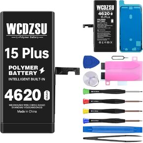 Battery Replacement for iPhone 15 Plus 4620mAh No Pop-up Unknown Part Warning New 0 Cycle High Capacity for iPhone 15 Plus with Repair Tool Kit Model A3094 A2847 A3093 A3096 in Saudi Arabia