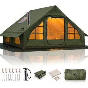 Large Inflatable Tents for Camping Adut 4/6/8/10 Person, 4 Season Blow Up Tent with Tarp Waterproof & Sunproof, Luxury Inflatable House with Stove Jack in Saudi Arabia