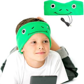 CozyPhones Over The Ear Headband Headphones - Kids Headphones Volume Limited with Thin Speakers & Super Soft Fleece Headband - Green Frog in Kuwait