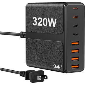 320W USB C Charger Block, 8-Port USB C Charging Station PD 65W PC Laptop Fast Charger Adapter for MacBookPro/Air,DELL,iPad,Portable Charging Station for iPhone,Samsung Galaxy in Saudi Arabia