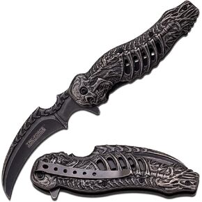 Tac-Force- Folding Pocket Knife – Stonewashed Finish Stainless Steel Blade and Handle w/Sculpted Skeleton Design, Pocket Clip, Tactical, EDC, Rescue - TF-857 in Saudi Arabia