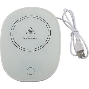 55C Thermostatic Heating Coaster for Coffee Mug with Auto On Off Gravity Sensor USB Warmer Plate for Glass Metal Cup Office(White) in Kuwait
