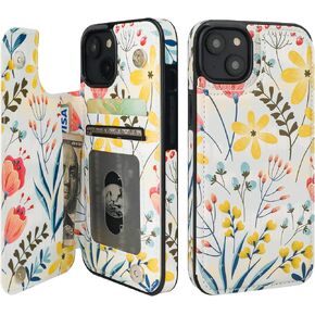 HAOPINSH for iPhone 14 Wallet Case with Card Holder, White Leopard Pattern Back Flip Folio PU Leather Kickstand Card Slots Case for Women Girls, Double Magnetic Clasp Shockproof Cover 6.1" in Kuwait