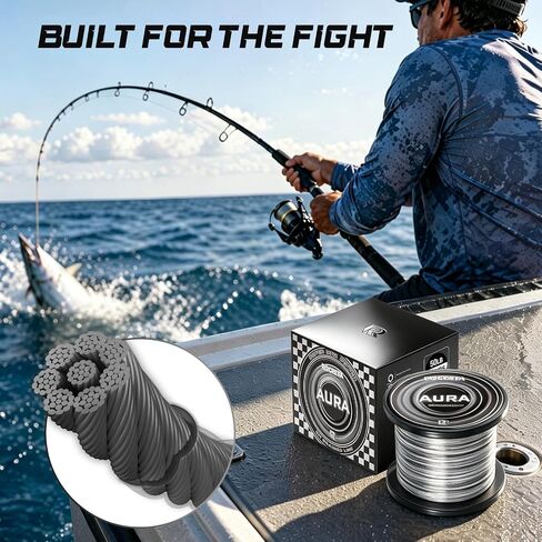 Aura Braided Fishing Line - Pro Power - Abrasion Resistant - Zero Stretch - Rainbow Colored Braid Superline for Extra Visibility in Kuwait