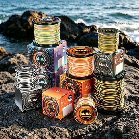 Aura Braided Fishing Line - Pro Power - Abrasion Resistant - Zero Stretch - Rainbow Colored Braid Superline for Extra Visibility in Kuwait
