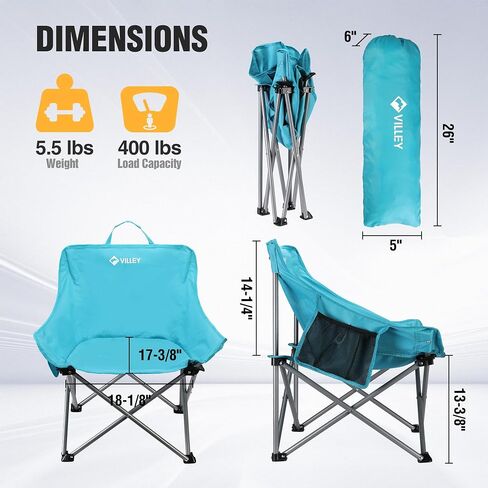 VILLEY Camping Chair, Folding Outdoor Chair with Carry Bag in Kuwait