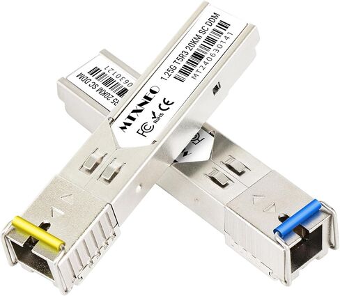 One Pair of 1.25G SFP WDM SC Bidi Transceiver 1000Base-BIDI SingleMode Simplex Fiber Module SMF 1310nm/15500nm DDM up to 20 km for Cisco GLC-BX-D, Ubiquiti UniFi UF-SM-1G-S, Mikrotik and More in Kuwait