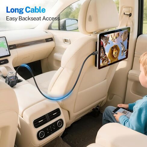شاحن سيارة قابل للسحب من MAGJIEYX، محول شحن سريع 62 وات من النوع C/USB-i ومنافذ USB C/USB A QC وPD لهواتف iPhone 17/16/15/14/13/12Pro Max Plus، وiPad، وAirPods، وGalaxy in Kuwait