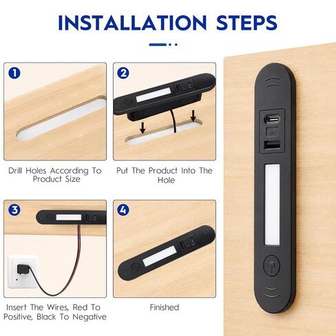 منفذ USB RV للتركيب على الحائط بقدرة 12 فولت، ومنافذ USB-A وType-C، وإضاءة ليلية LED مدمجة in Kuwait