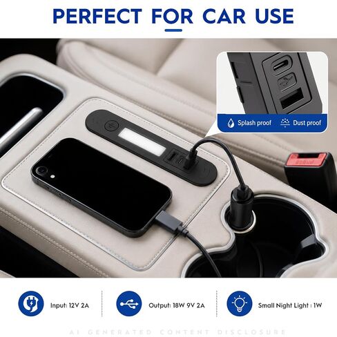منفذ USB RV للتركيب على الحائط بقدرة 12 فولت، ومنافذ USB-A وType-C، وإضاءة ليلية LED مدمجة in Kuwait