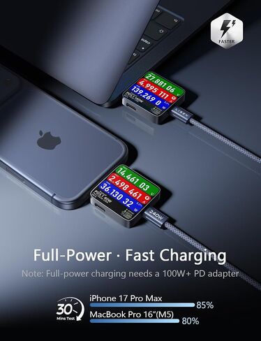 LISEN 90W USB C Car Charger & 240W C-C Cable [6.6FT, 2-Pack] in Kuwait