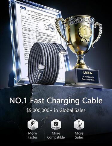 LISEN 90W USB C Car Charger & 240W C-C Cable [6.6FT, 2-Pack] in Kuwait