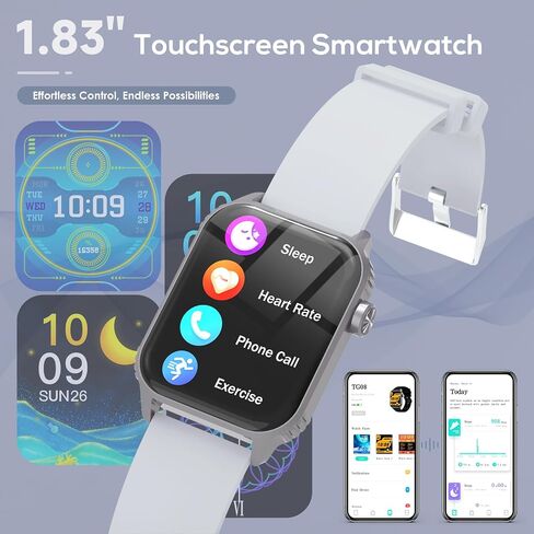 Smart Watch for Men, 120 Sports Modes Smartwatch with 1.83" HD, Alexa Built-in, Heart Rate/Sleep Monitor, IP67 Waterproof, Bluetooth Call & Music Control Fitness Watch for iPhone/Android (Gray) in Saudi Arabia