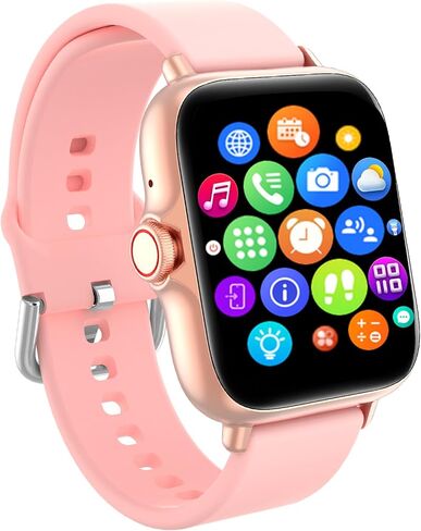 Smart Watch, 1.81" Upgraded Full Touchscreen Smart Watch for Android iPhones with Bluetooth Call, Sleep Tracker, Multiple Sports Fitness Tracker with Smart Watches for Women Men (Pink) in Kuwait