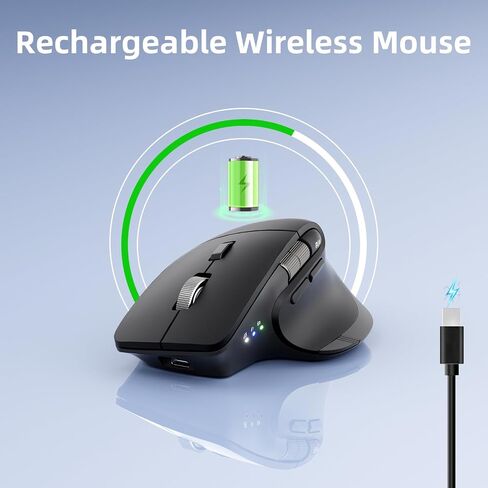 INFINMIND Ergonomic Wireless Bluetooth Mouse with 6 Programmable Buttons(Mac/Windows), Multi-Device, Flying Scroll & Side Wheel, 5 Level DPI, Rechargeable Silent Mice for Laptop, PC, Tablet, MacBook. in Kuwait