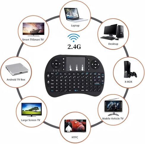 i8 2.4G Mini Wireless Keyboard, Air Mouse Portable Combo with Touchpad Mouse for Android TV Box/Smart TV/Windows PC/HTPC/Pad/Xbox/Tablet/Projector:i8 no Backlit in Kuwait