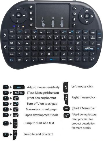 i8 2.4G Mini Wireless Keyboard, Air Mouse Portable Combo with Touchpad Mouse for Android TV Box/Smart TV/Windows PC/HTPC/Pad/Xbox/Tablet/Projector:i8 no Backlit in Kuwait