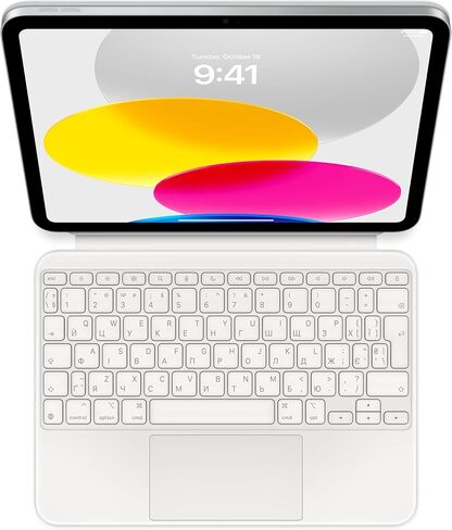 Apple Magic Keyboard Folio: iPad Keyboard and case for iPad (10th Generation), Detachable Two-piece Design that attaches magnetically, Built-in trackpad, Ukrainian – White in Saudi Arabia