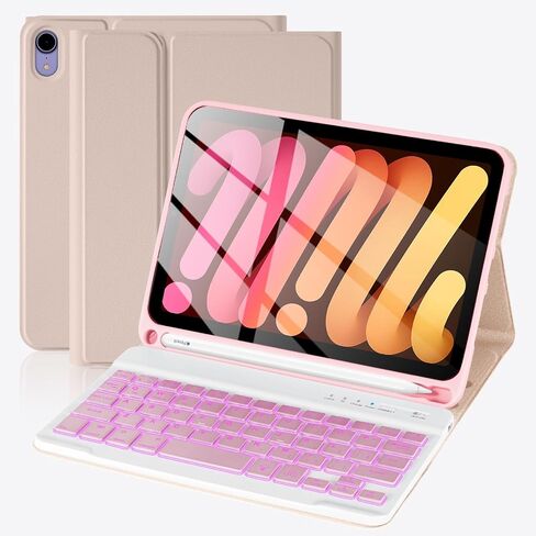 SOPPY for iPad mini 7 Keyboard Case A17 Pro 2024/iPad Mini 6 Generation Case with Keyboard 2021 8.3 Inch, 7 Color Backlit Detachable Keyboard Cover for iPad mini 7th/6th Gen, US Layout, Black in Saudi Arabia