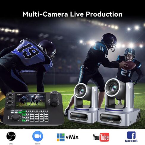 Tenveo NDI PTZ Camera, AI Humanoid & Face Auto-Tracking, 20X Optical Zoom, 3G-SDI/HDMI/USB3.0/LAN(PoE) Live Streaming with Tally Light & IP Display, for Live Streaming Video Production Church Worship in Saudi Arabia