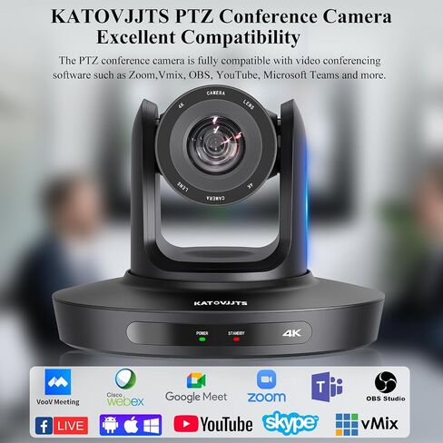 PTZ Camera 4K UHD with 10X Optical Zoom,Video Conference Room Camera,Live Streaming for Church Worship,USB HDMI IP POE Work with Vmix,Zoom,OBS,YouTube,Facebook Livestream in Saudi Arabia