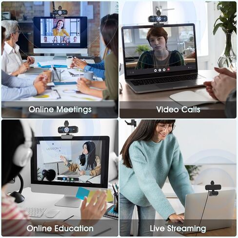 TRAUSI 1080P FHD Webcam with Noise-Canceling Mic, Auto Light Correction, Privacy Cover and Wide Angle Lens, Plug & Play USB Camera for Laptop/Desktop/PC/Mac, Compatible with Zoom/Teams/Streaming in Saudi Arabia