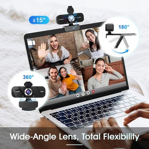 TRAUSI 1080P FHD Webcam with Noise-Canceling Mic, Auto Light Correction, Privacy Cover and Wide Angle Lens, Plug & Play USB Camera for Laptop/Desktop/PC/Mac, Compatible with Zoom/Teams/Streaming in Saudi Arabia