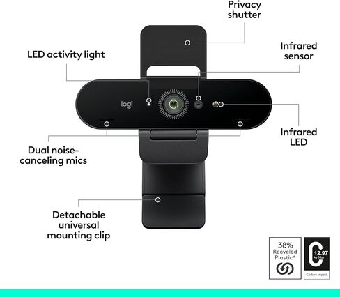 Logitech Brio 4K Webcam, Video Calling,Noise-Cancelling mic,HD Auto Light Correction,Wide Field of View,Windows Hello Works with Microsoft Teams,Google Meet, PC/Mac/Laptop/MacBook/Tablet,Pack of 4 in Saudi Arabia
