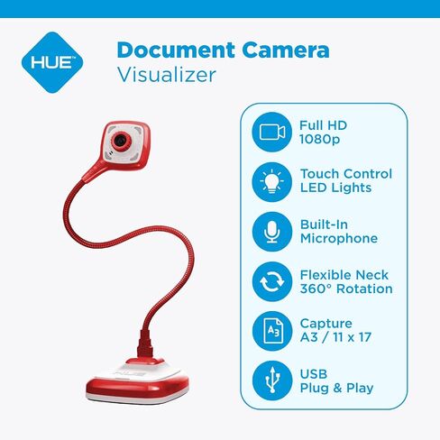 HUE HD Pro USB Document Camera/Visualizer for Teachers/Classroom, Red in Saudi Arabia