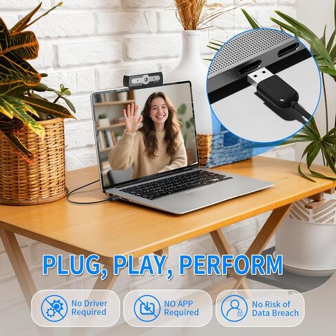 1080P Webcam with Microphone, USB Computer Camera for PC Full HD Web Cam for Desktop Computer Auto Light Adjustment Streaming Camera Plug and Play Noise Cancelling Webcam for Windows & Mac in Saudi Arabia