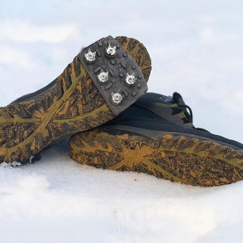 Outdoor 5-Spike Ice Grippers for Shoes and Boots, Non-Slip Traction Cleats Crampons, Sturdy Mountaineering Snow Cleats for Hiking and Ice Walking in Saudi Arabia