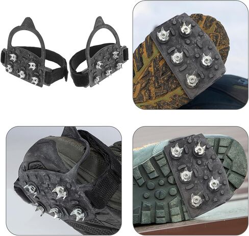 Outdoor 5-Spike Ice Grippers for Shoes and Boots, Non-Slip Traction Cleats Crampons, Sturdy Mountaineering Snow Cleats for Hiking and Ice Walking in Saudi Arabia