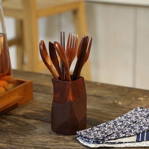 Wooden Chopsticks Spoon Fork Set Tableware Travel Utensils with Pouch in Kuwait