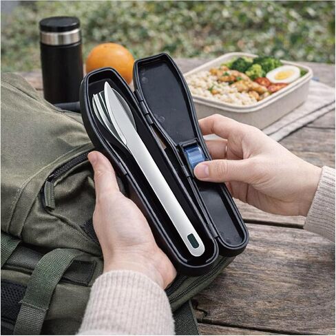 Travel Utensils Set with Case [Made in Japan] Matte Finish Knife Fork Spoon Noise Free Portable Case Lunch Box Cutlery Set for Work Reusable Stainless Steel in Kuwait