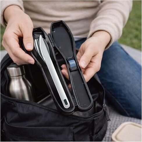 Travel Utensils Set with Case [Made in Japan] Matte Finish Knife Fork Spoon Noise Free Portable Case Lunch Box Cutlery Set for Work Reusable Stainless Steel in Kuwait