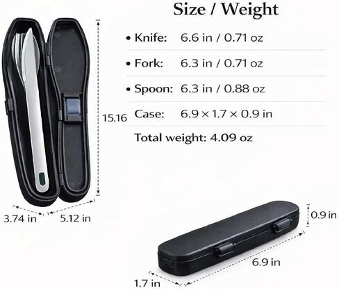 Travel Utensils Set with Case [Made in Japan] Matte Finish Knife Fork Spoon Noise Free Portable Case Lunch Box Cutlery Set for Work Reusable Stainless Steel in Kuwait