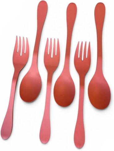 Knork Eco 6-Piece Utensil Set – Coral Pink | Plant-Based Flatware | Dishwasher Safe | Reusable Travel Utensils | Fork, Knife & Spoon Set in Kuwait