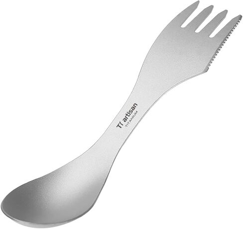 Titanium Spoon Fork Knife 3-in-1 Combo Utensil Camping Cutlery Titanium Fork Ultralight Portable for Camping Travel Hiking (Gray) in Kuwait