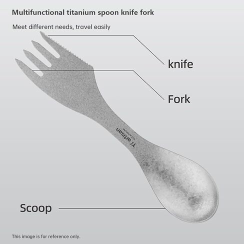 Titanium Spoon Fork Knife 3-in-1 Combo Utensil Camping Cutlery Titanium Fork Ultralight Portable for Camping Travel Hiking (Gray) in Kuwait