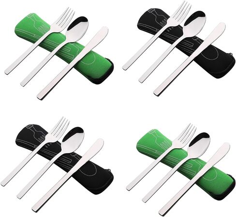 12 PCS Travel Camping Cutlery with Case Set for 4, Stainless Steel in Kuwait