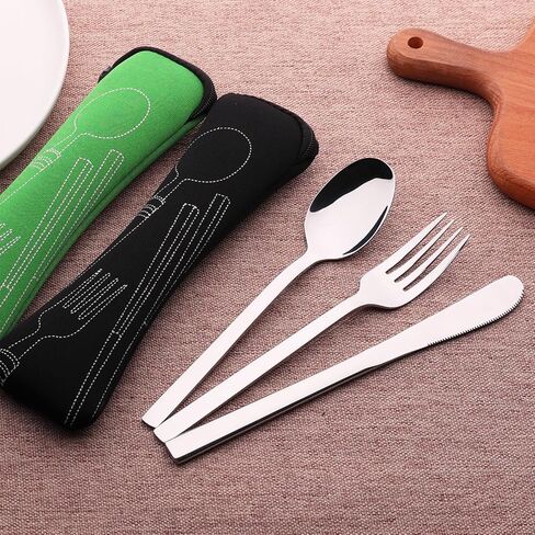 12 PCS Travel Camping Cutlery with Case Set for 4, Stainless Steel in Kuwait