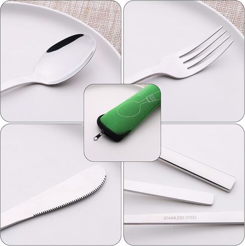 12 PCS Travel Camping Cutlery with Case Set for 4, Stainless Steel in Kuwait